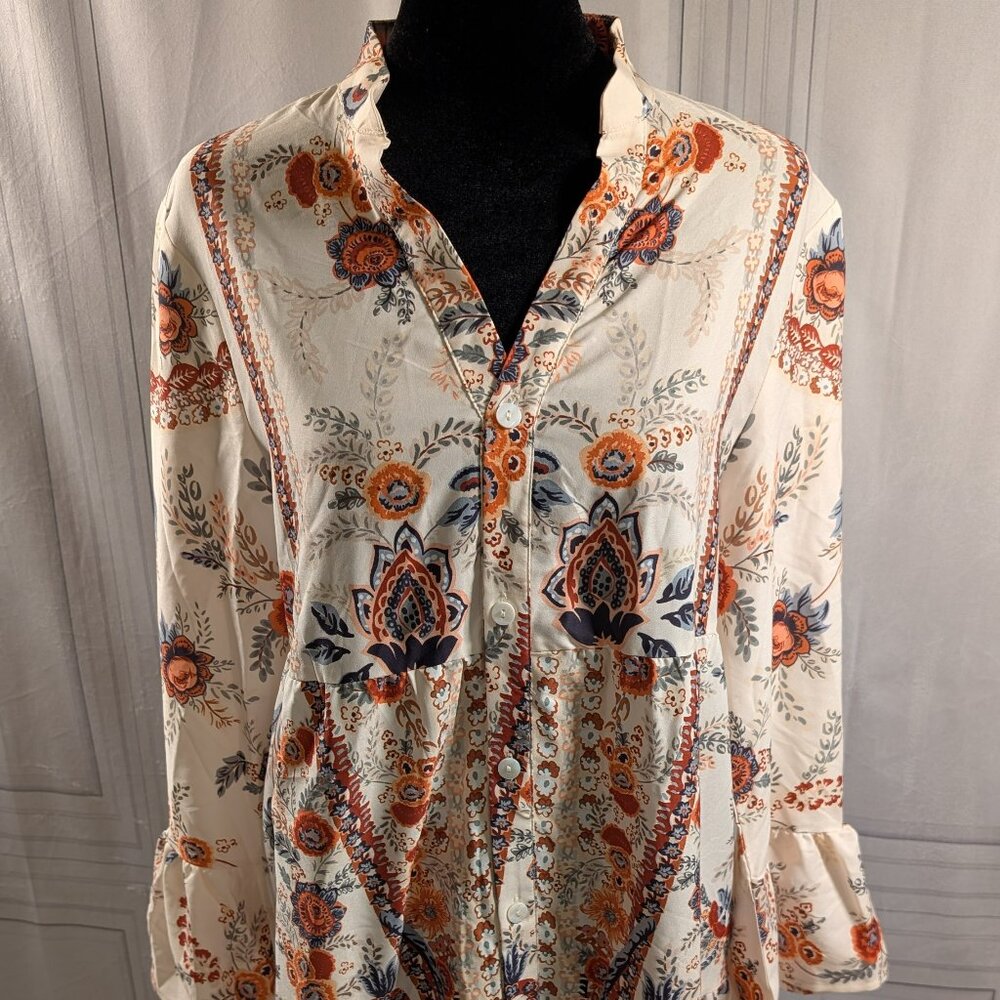 Cupshe- Cute Floral, Midi, Button Down Dress